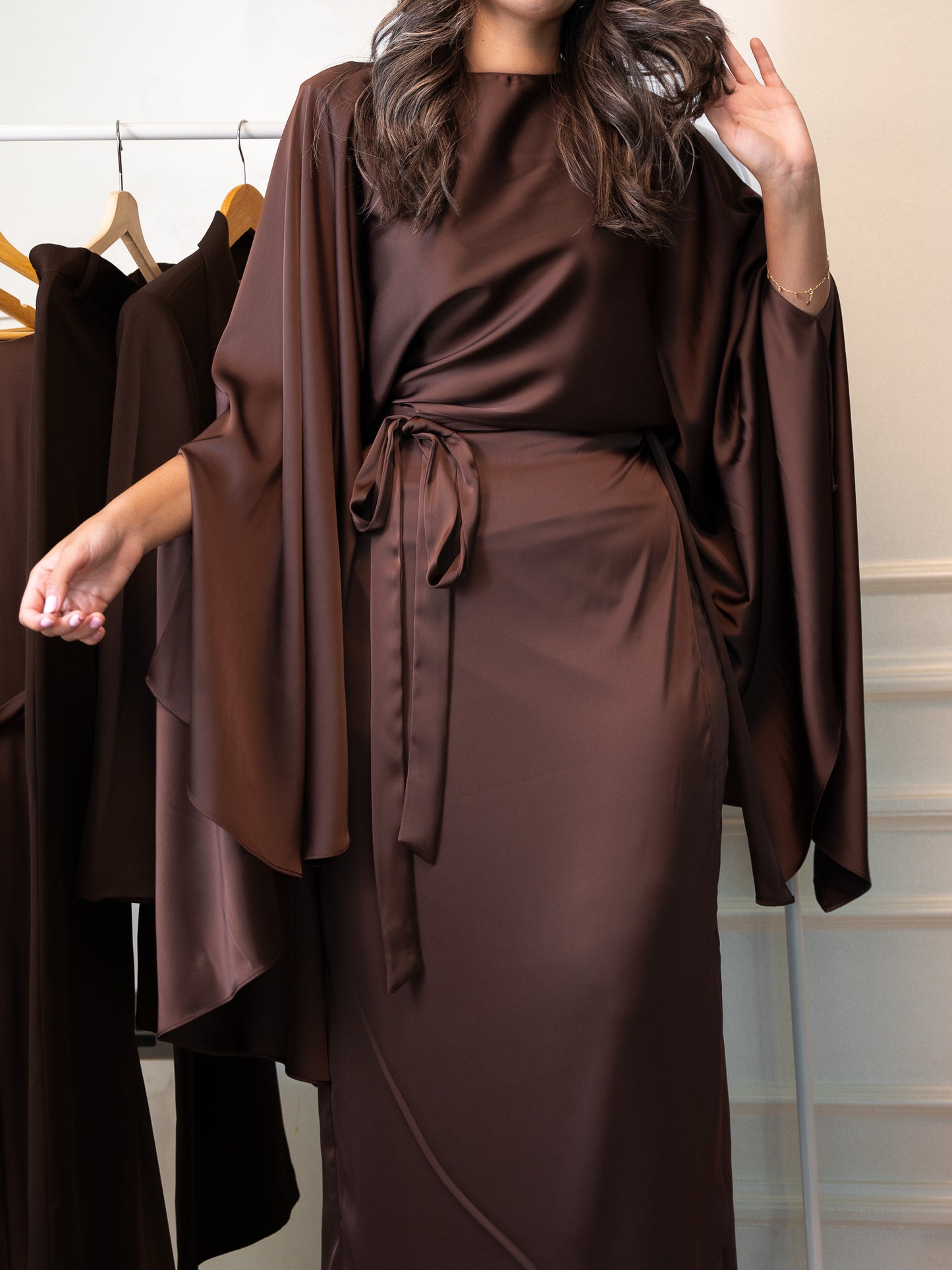 Mocha Brown Melted Silk Set