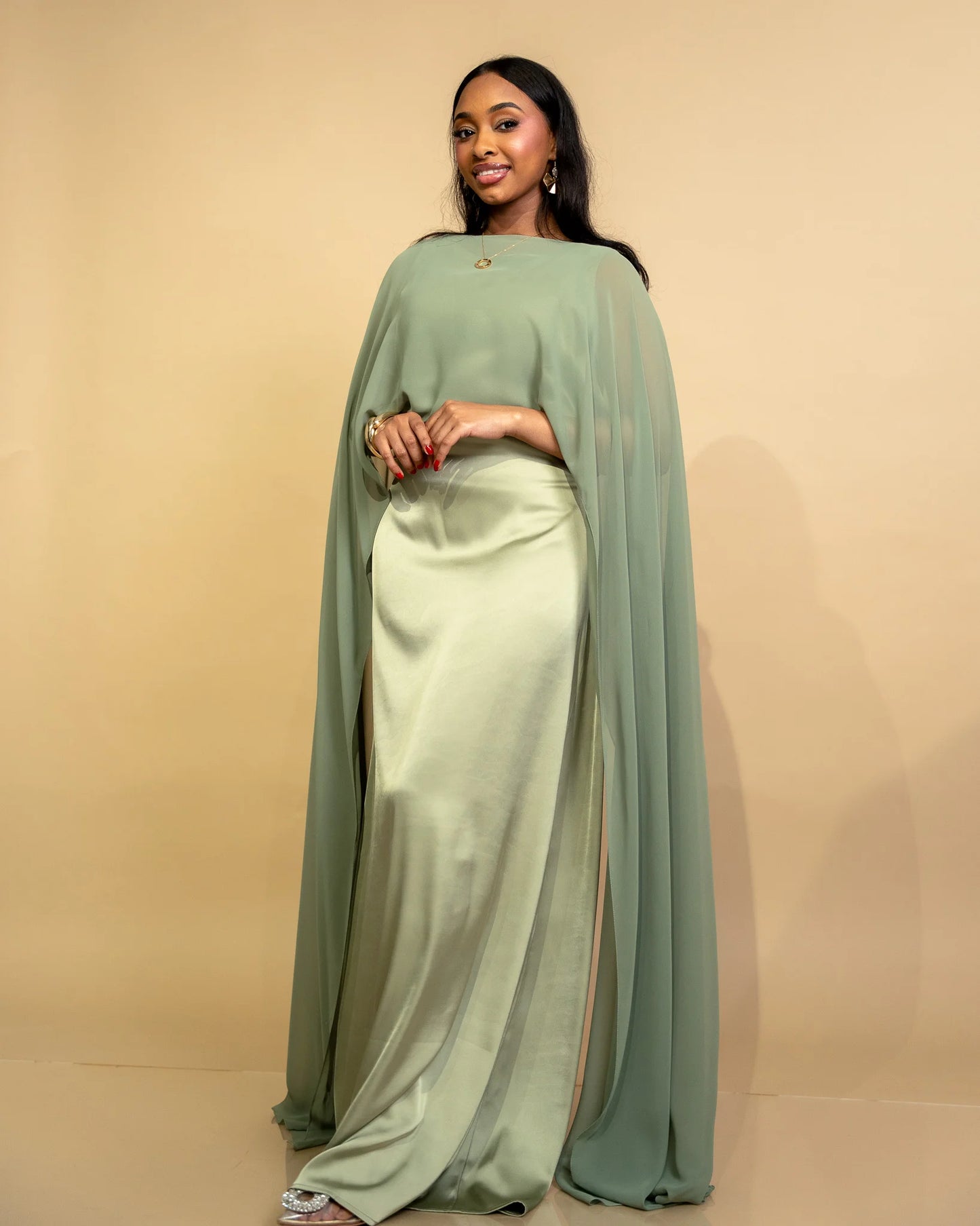 Matcha Green Lily Veil Dress