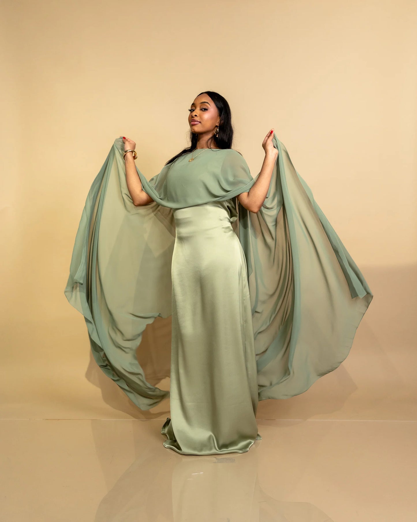 Matcha Green Lily Veil Dress