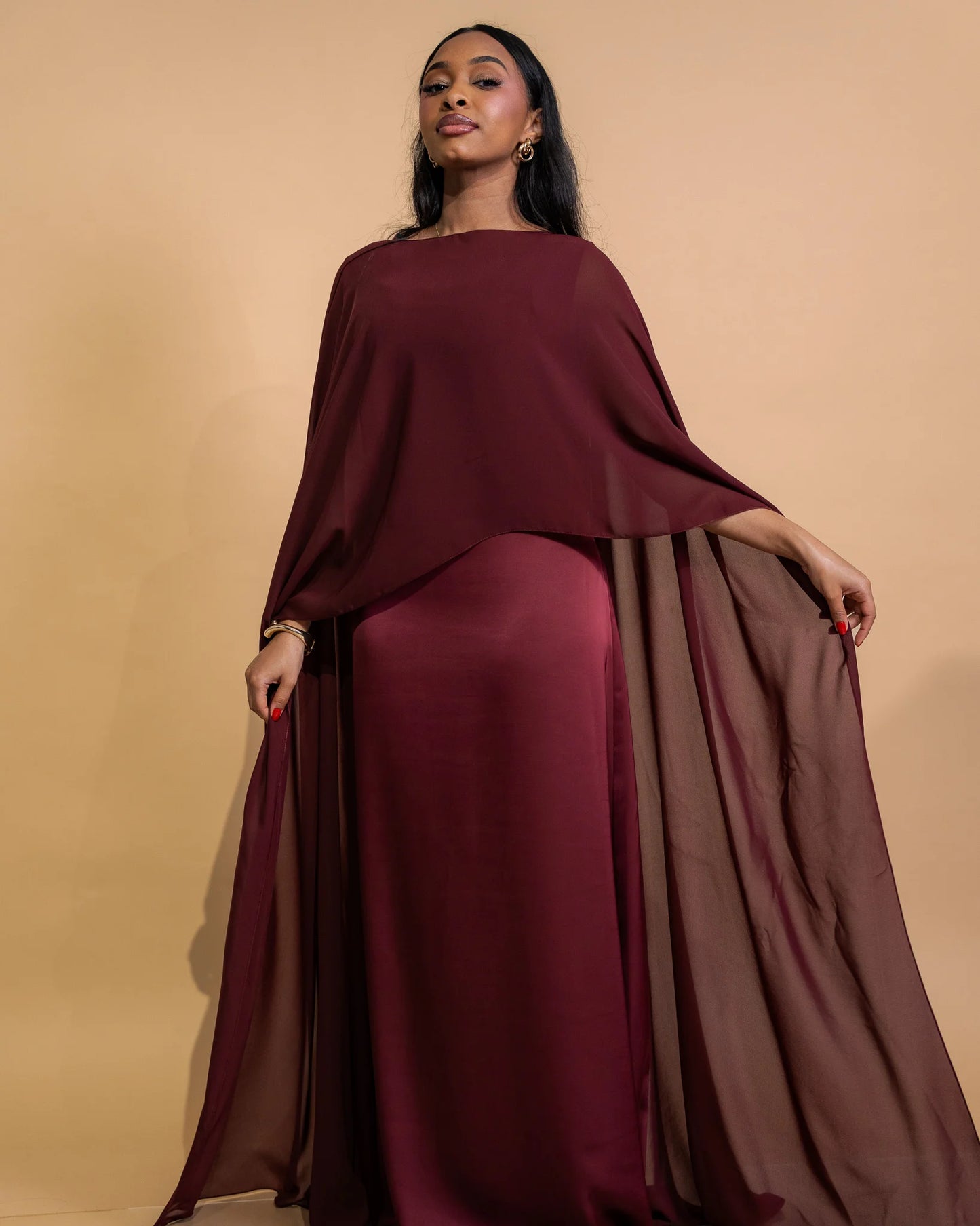 Burgundy Lily Veil Dress