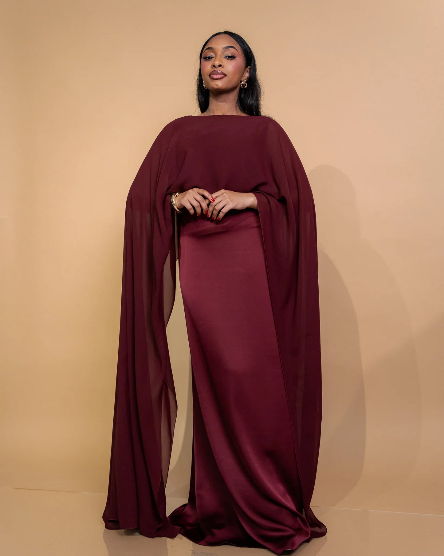 Burgundy Lily Veil Dress