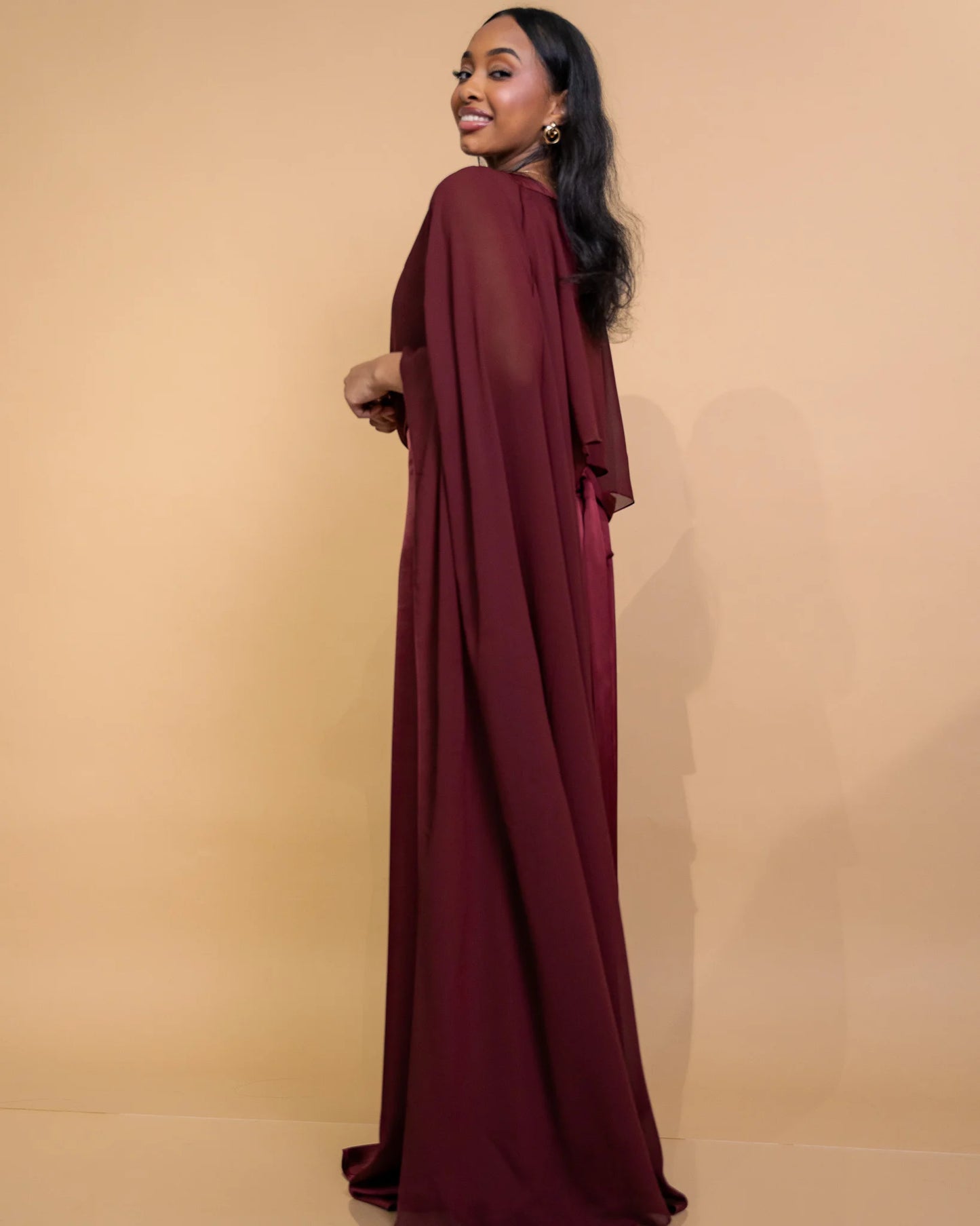 Burgundy Lily Veil Dress
