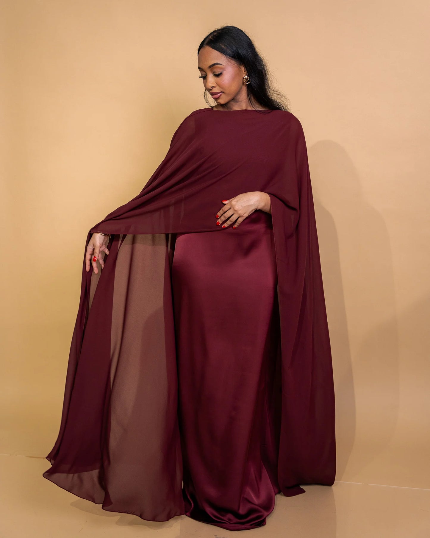 Burgundy Lily Veil Dress
