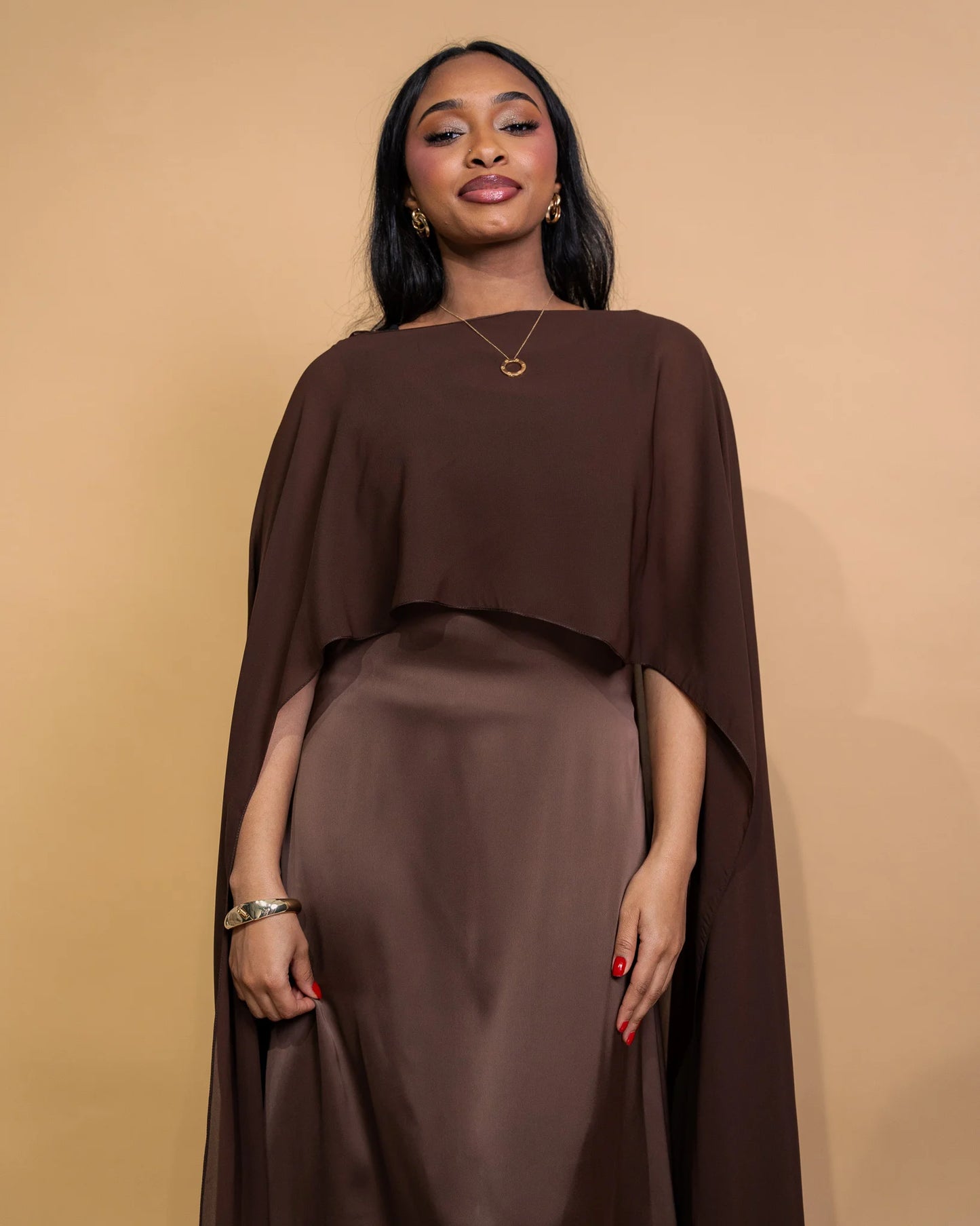 Brown Lily Veil Dress