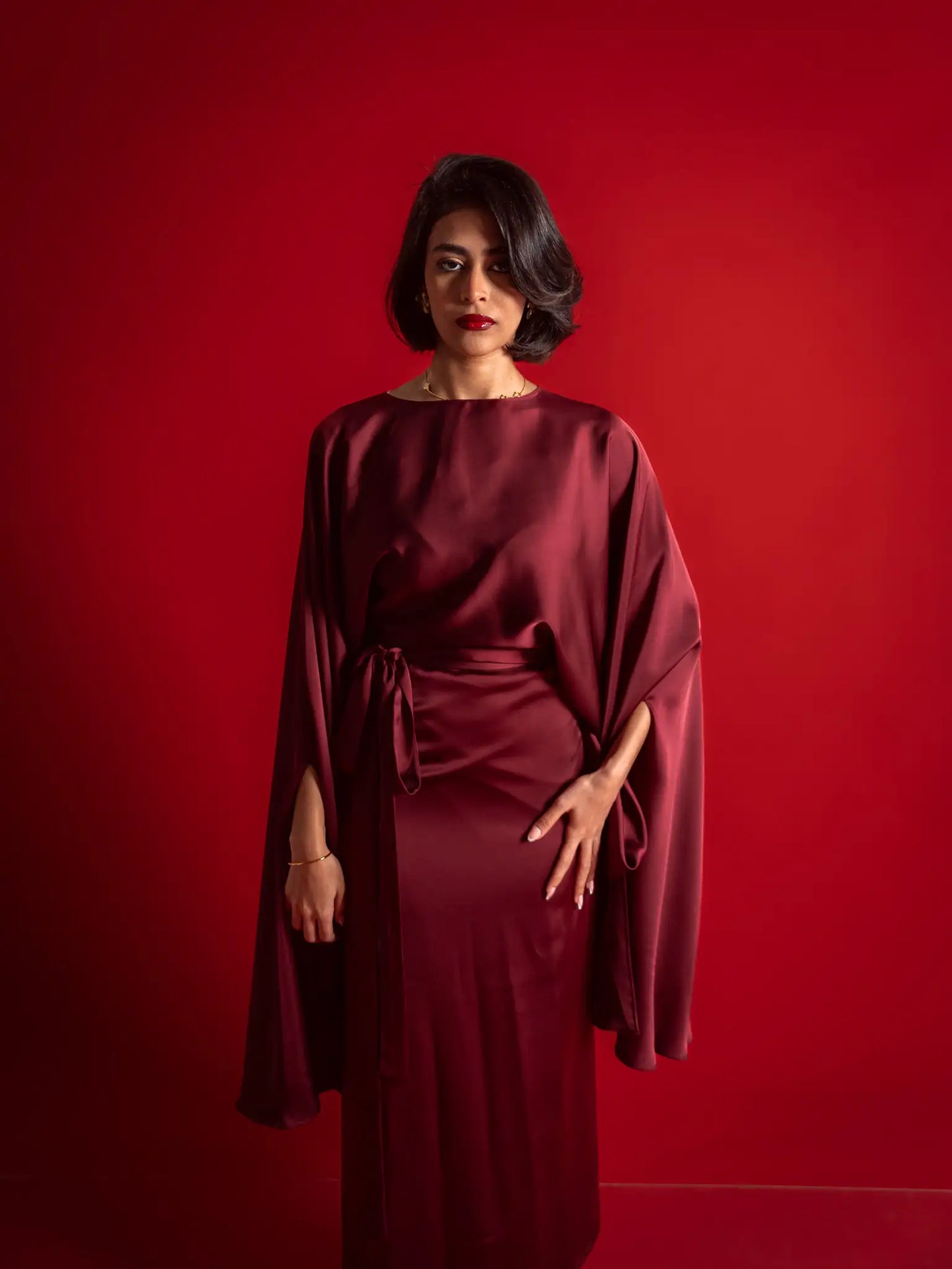 Burgundy Raspberry Melted Silk Set