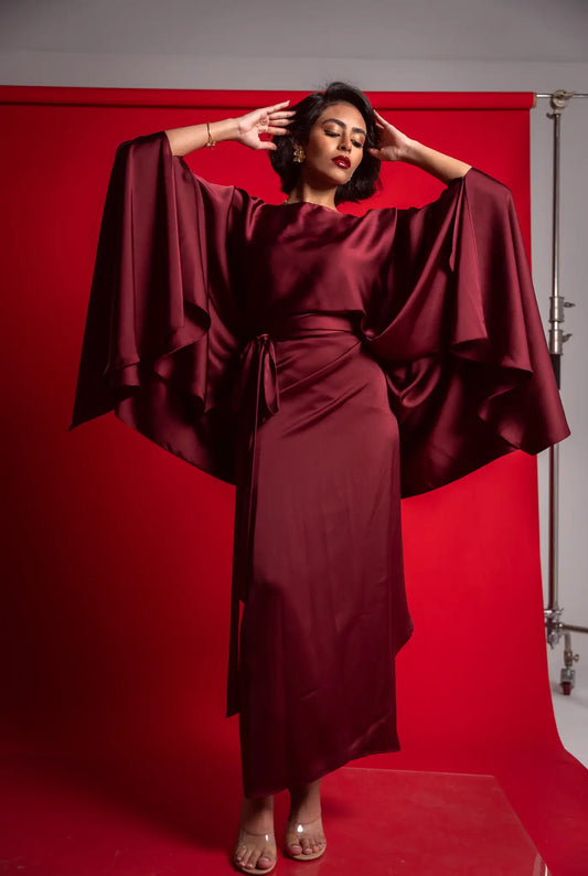 Burgundy Raspberry Melted Silk Set