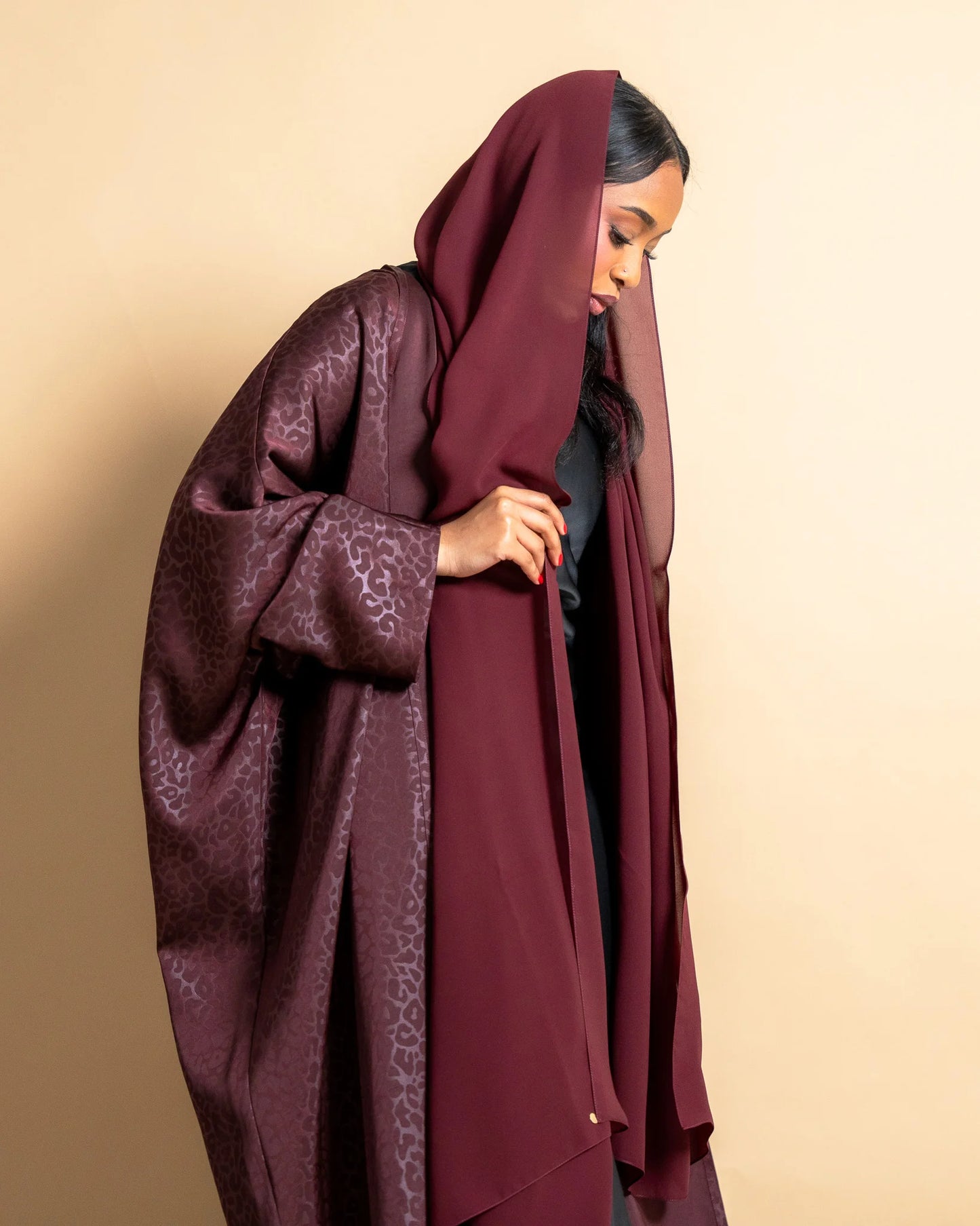 Red Leopard Abaya – Fierce & Glamorous