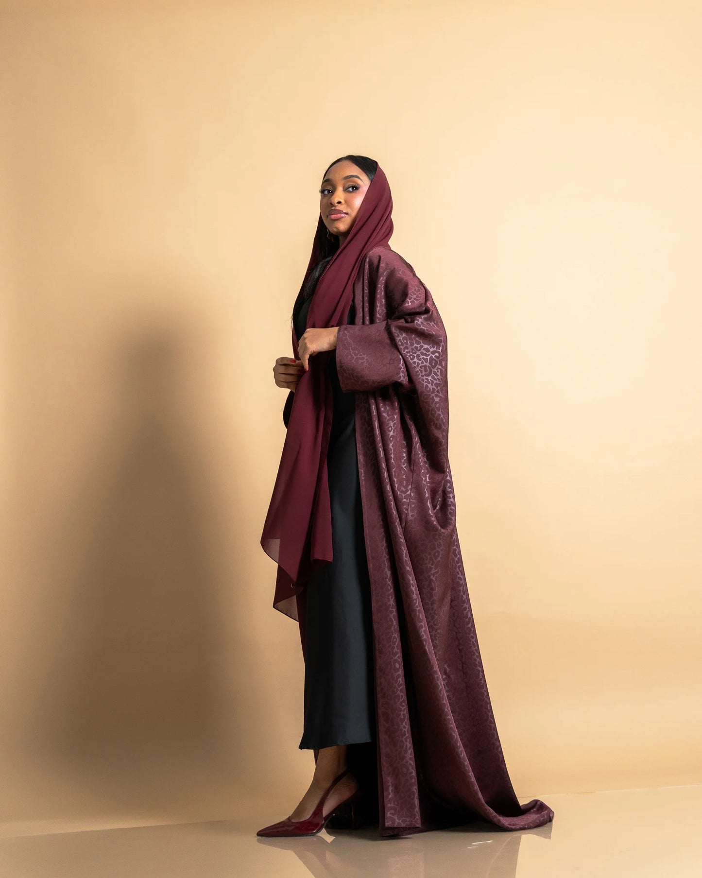 Red Leopard Abaya – Fierce & Glamorous