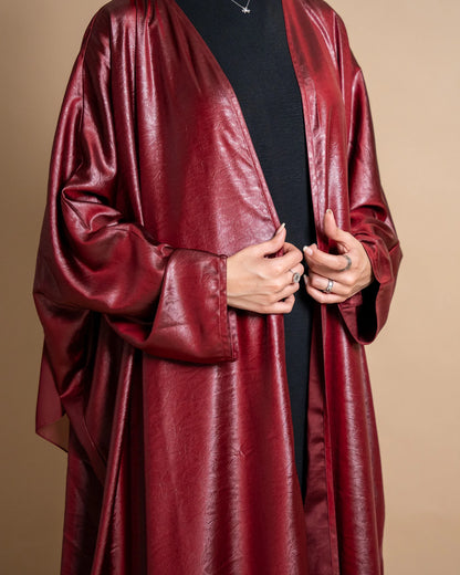 Pomegranate Drip - Leather Red Abaya