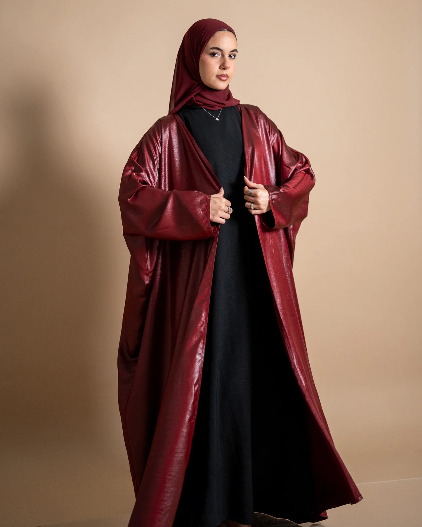 Pomegranate Drip - Leather Red Abaya