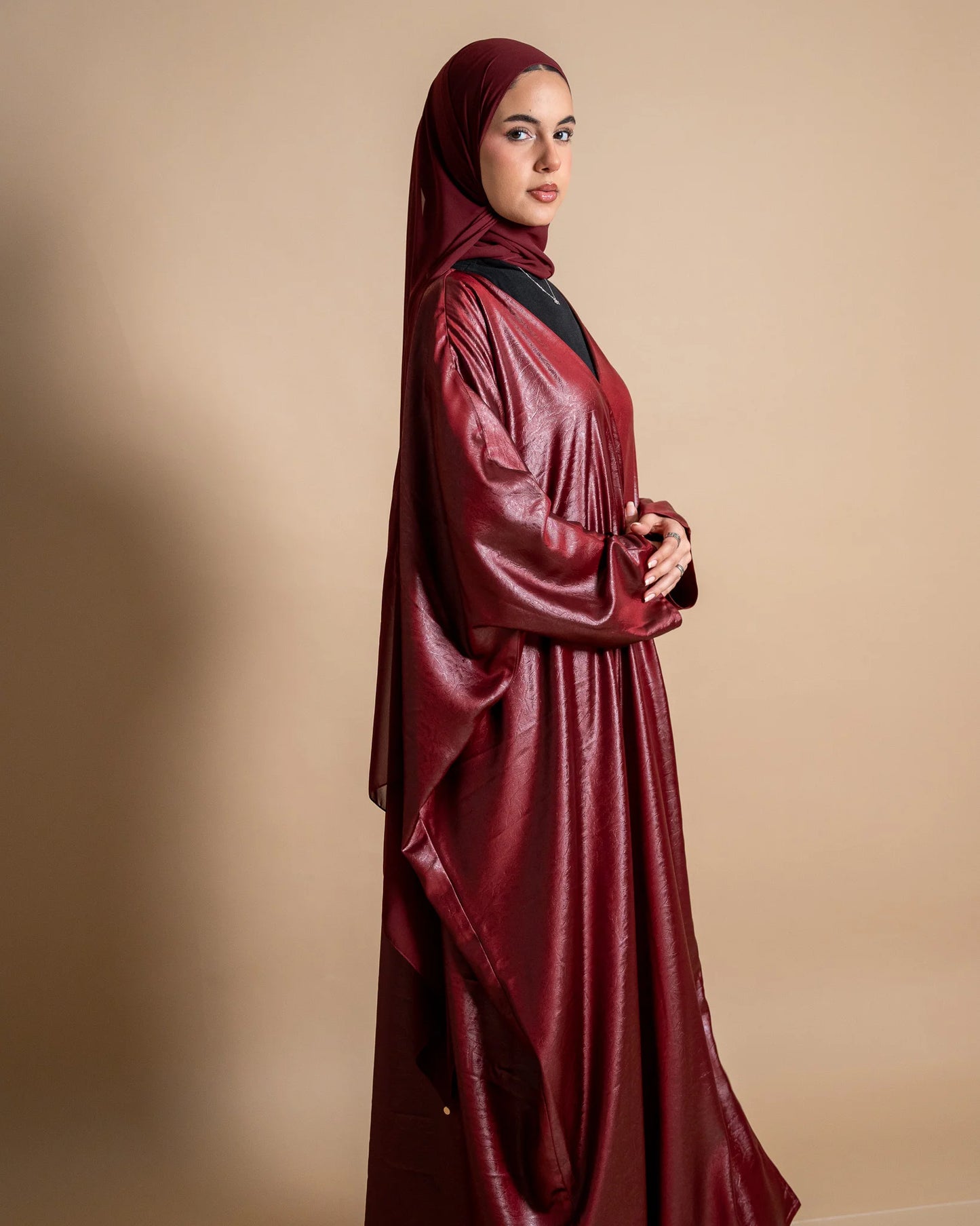 Pomegranate Drip - Leather Red Abaya