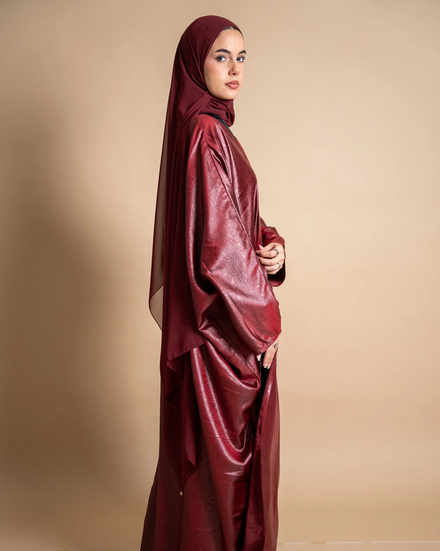 Pomegranate Drip - Leather Red Abaya