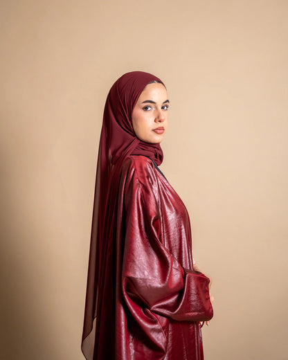 Pomegranate Drip - Leather Red Abaya