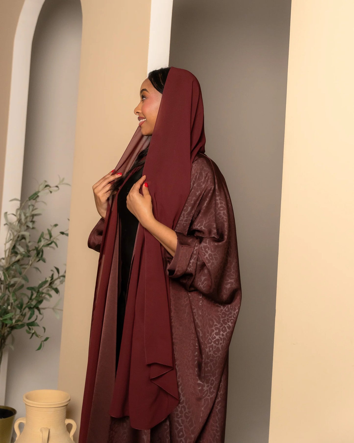 Red Leopard Abaya – Fierce & Glamorous