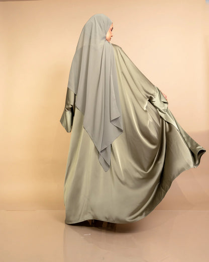 Matcha Satin Silk Abaya – Timeless Elegance