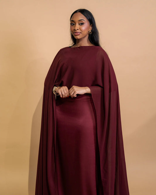 Burgundy Lily Veil Dress